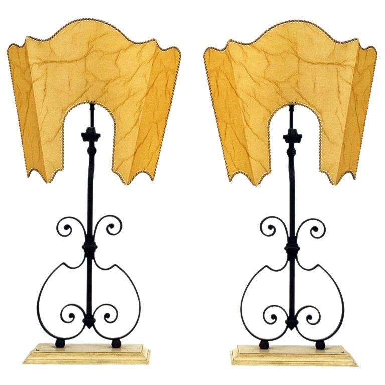 Pair of Italian Wrought Iron Fragments Mounted as Table Lamps