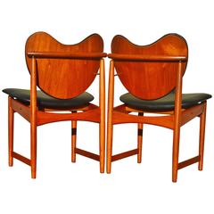 Rare Pair of Arne Hovmand-Olsen Teak Heart Chairs