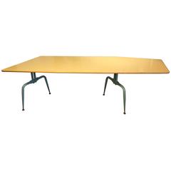 1950s French Laminated Plywood and Steel Adjustable Table 4