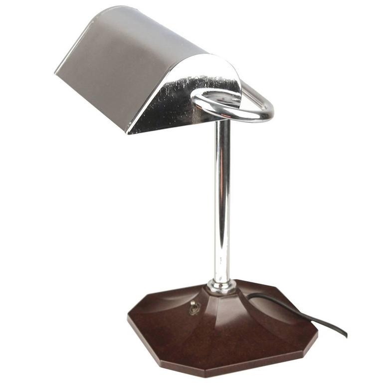 French Art Deco Desk Lamp Chrome And Bakelite 1930s Modernist French Art Deco Desk Lamp Chrome Bakelite 1930s Modernist Design For