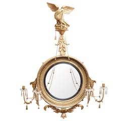 Magnificent Large-Scale Regency Giltwood Convex Mirror