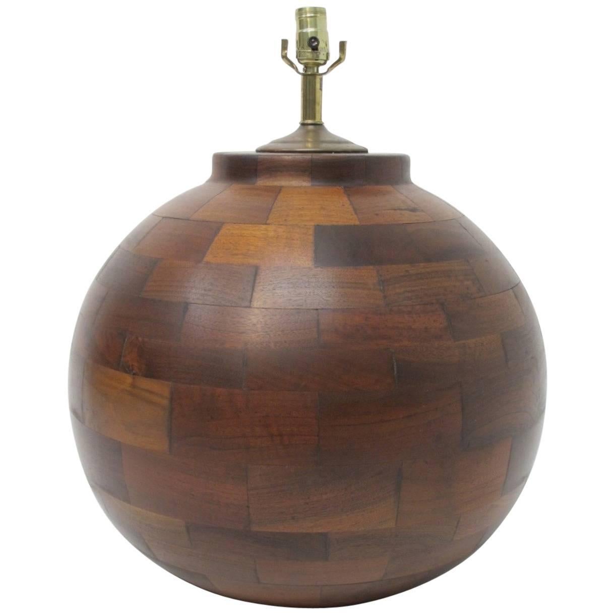 Very Large Hand Made Mid-20th Century Walnut Lamp