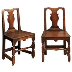 Pair of English Oak Side Chairs 19th Century