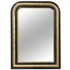 Vintage French Black and Gold Mirror