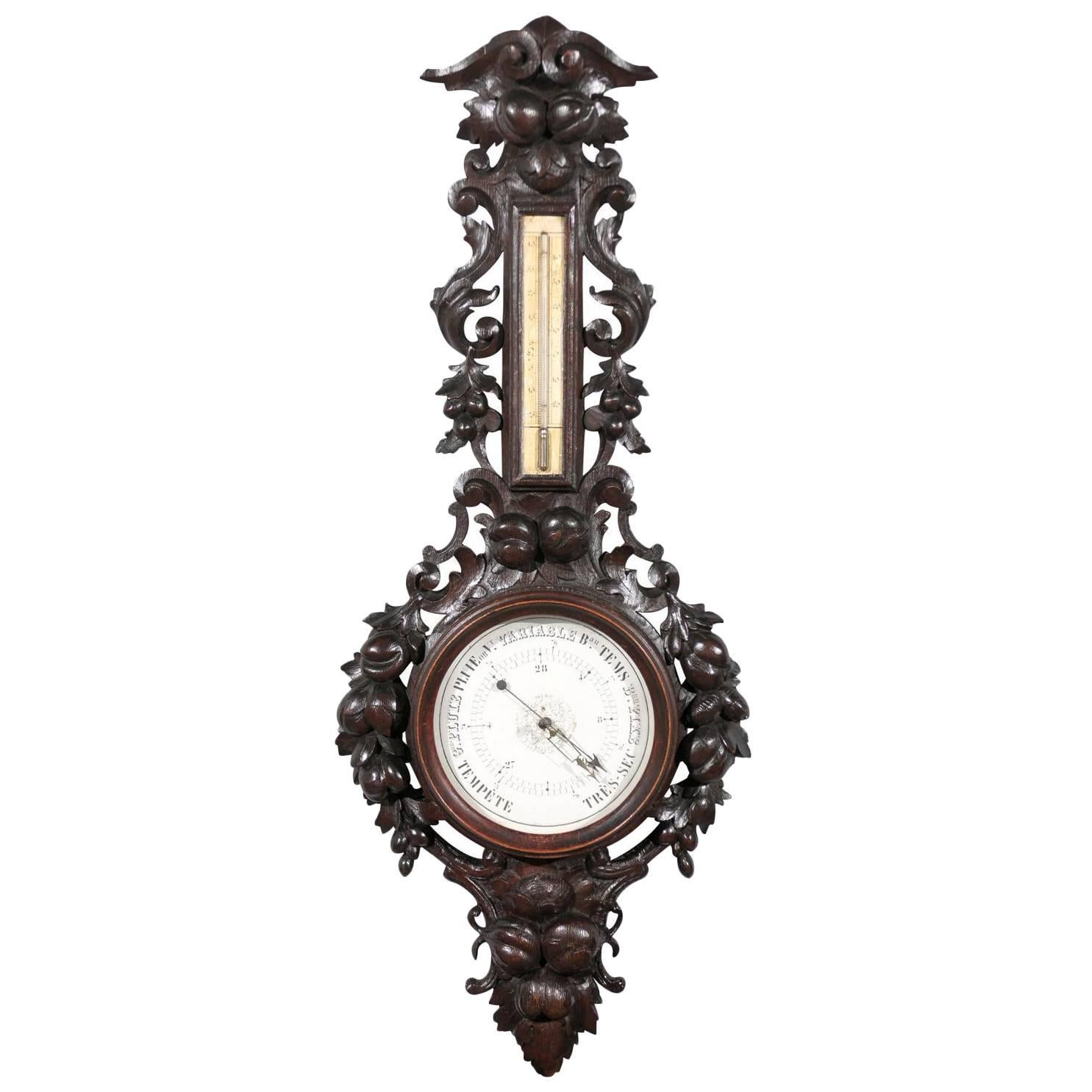 French Black Forest Hand-Carved Barometer from the Turn of the Century
