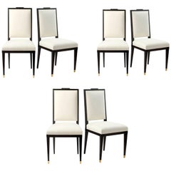 André Mercier, Set of Six Neoclassical Dining Chairs, France, C. 1940