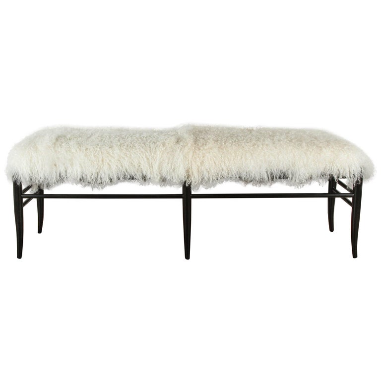 Gio Ponti Inspired Long Bench In Mongolian Lamb At 1stdibs