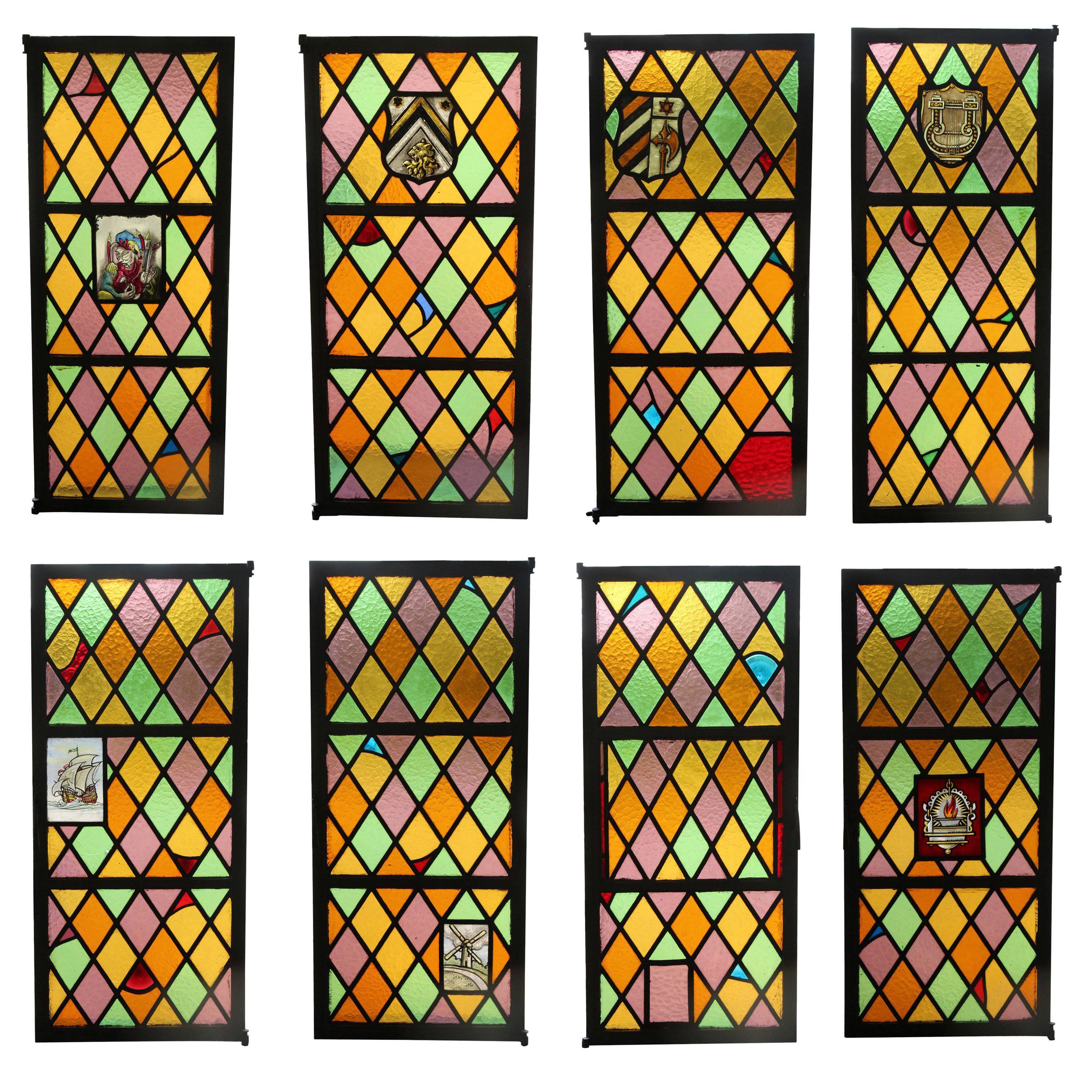 1920s Set of Eight Steel Stained Glass Windows from East 86th St. in Manhattan