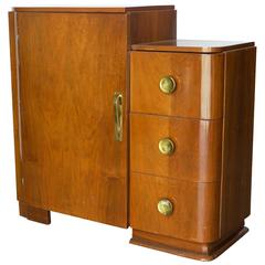 Vintage Streamline Art Deco Armoire with Dresser