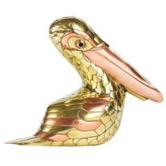 Brass and Copper Pelican Attributed to Sergio Bustamante