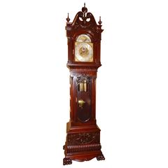 Monumental and Rare Carved Mahogany Grandfather Clock by R. Korfhage