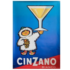 Large Original Vintage 1950s Drink Advertising Poster for Cinzano Vermouth