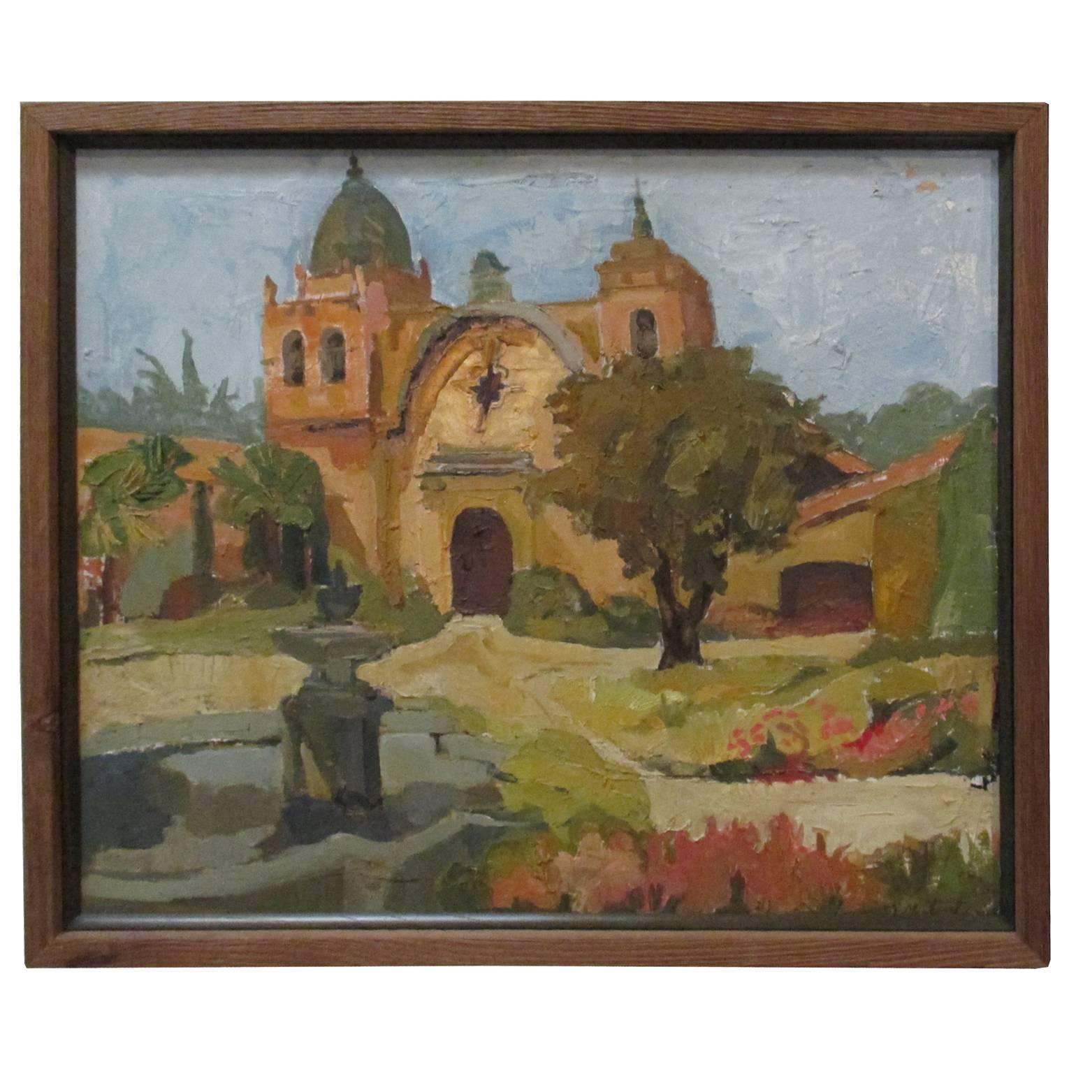 California Mission by Mary Redington Stent, Oil on Canvas For Sale