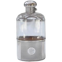 Vintage Mappin & Webb Sterling and Crystal Flask