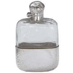 James Dixon & Sons Hammered Sterling and Crystal Flask 7