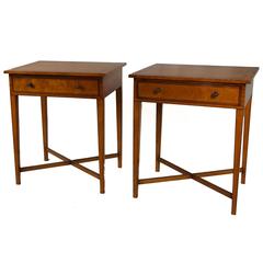 20th Century Pair of Satin Maple Side Tables