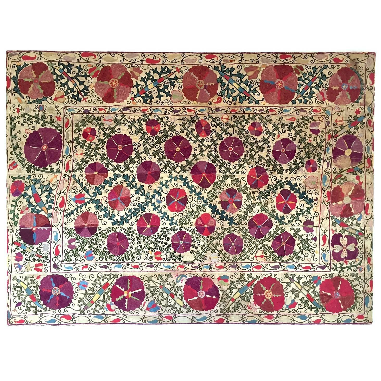 Large 19th Century Suzani Textile Uzbekistan