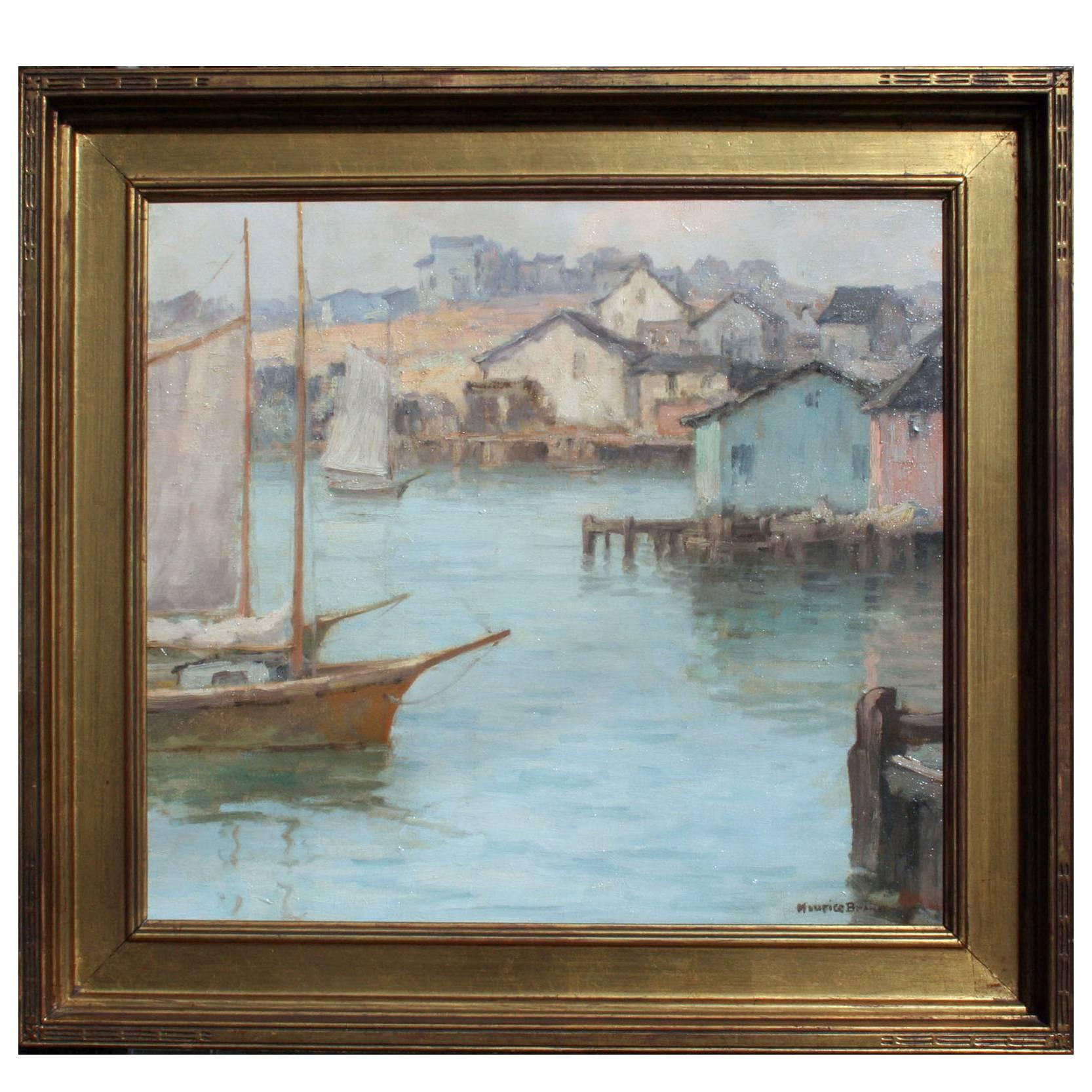California Harbor Painting by Maurice Braun For Sale