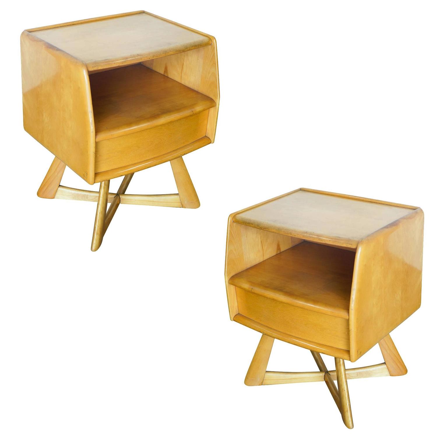 Heywood Wakefield M778 Sculptura Night Stand, Pair For Sale at 1stdibs
