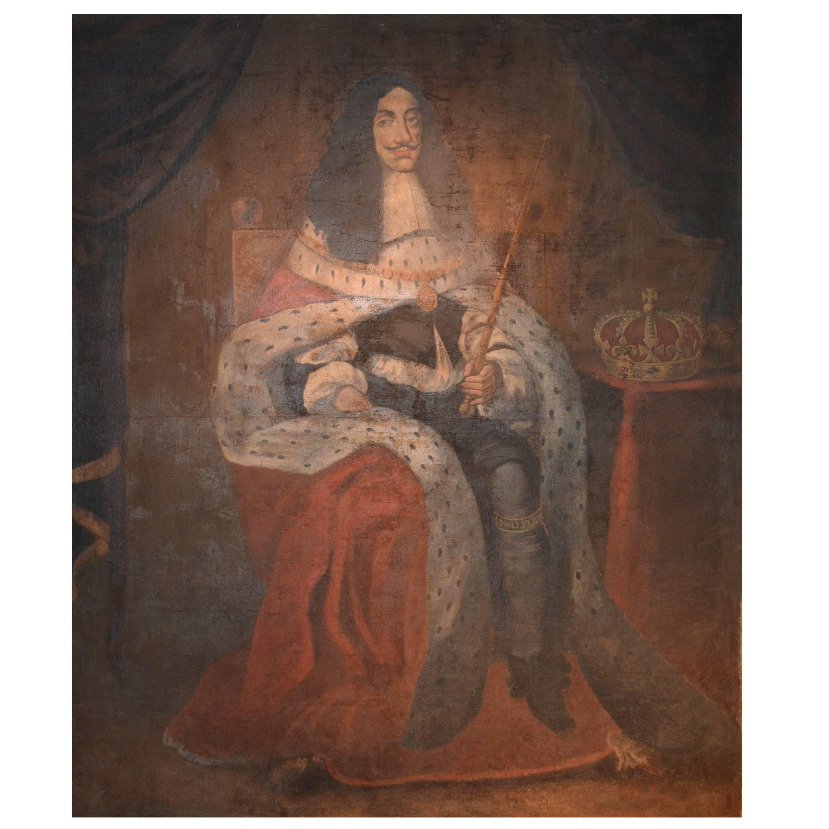  17th Century Oil Portrait of Charles II For Sale