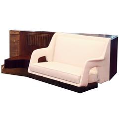 Important Room Divider Mahogany Bookcase and a Sofa by Dassi, circa 1940