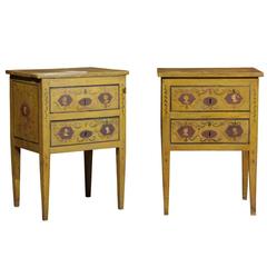 Antique Pair of Late 18th Century Swedish Painted beside Commodes