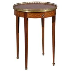 French Louis XVI Style Parquetry Inlaid Bouillotte Table, Early 20th Century