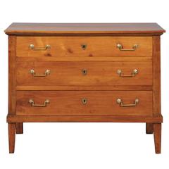 Directoire Fruitwood Commode with Three Drawers and Tapered Legs