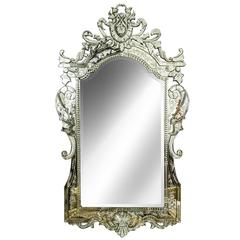 Remarquable miroir vénitien à grande échelle