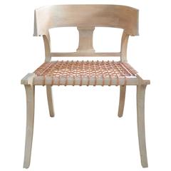Klismos Chair in Teak with Leather Straps in the Style of Robsjohn-Gibbings 11