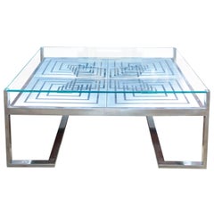 1970s Romeo Rega Coffee Table in Stainless Steel and Glass