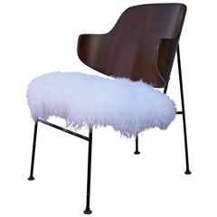 Sculptural Kofod Larsen Penguin Chair In Curly Fur