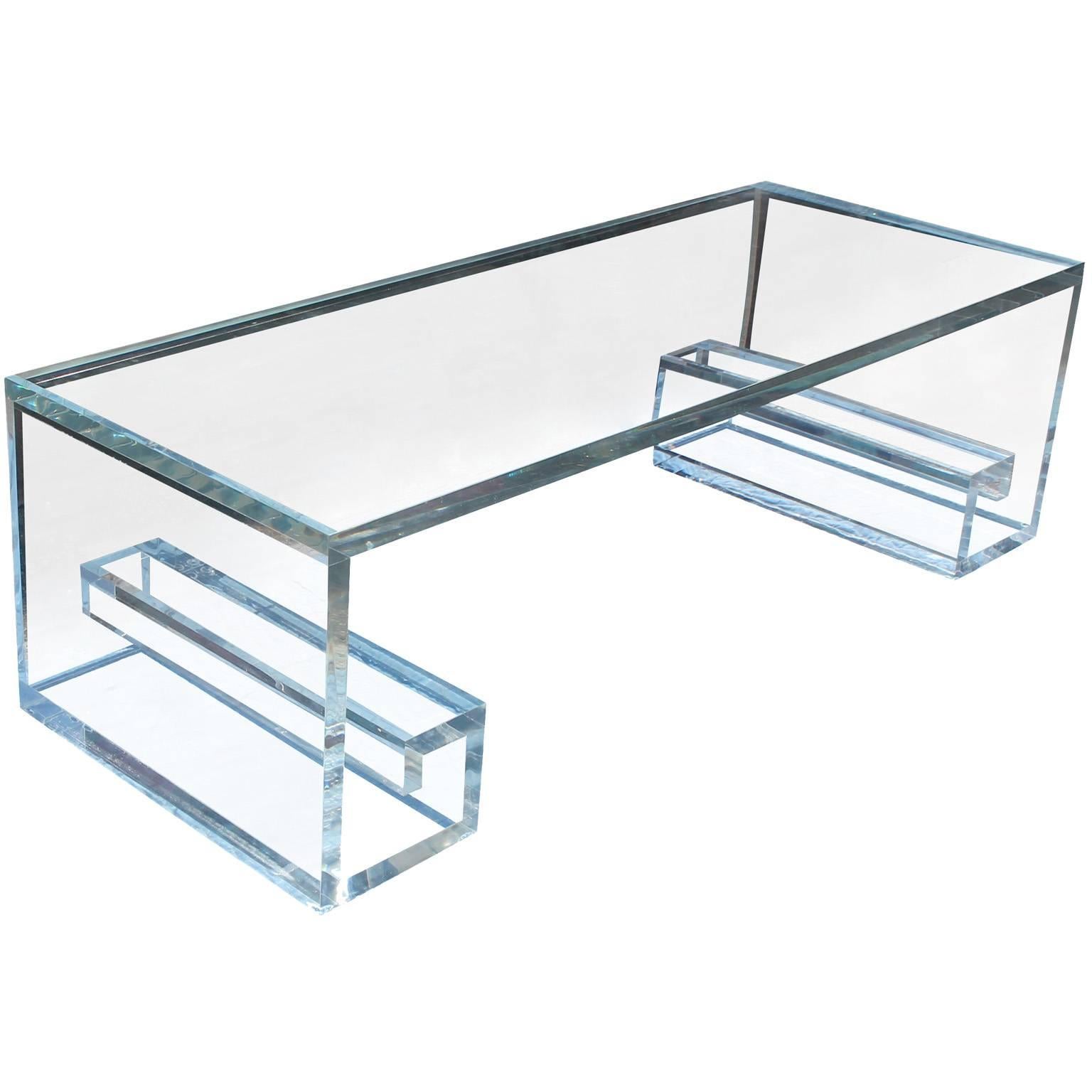 Greek Key Lucite Coffee Table at 1stDibs