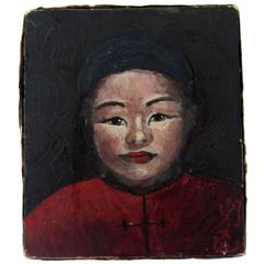 Vintage Chinese Child Portrait Painting
