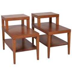 Pair of Walnut Tiered End Tables, American, 1960s