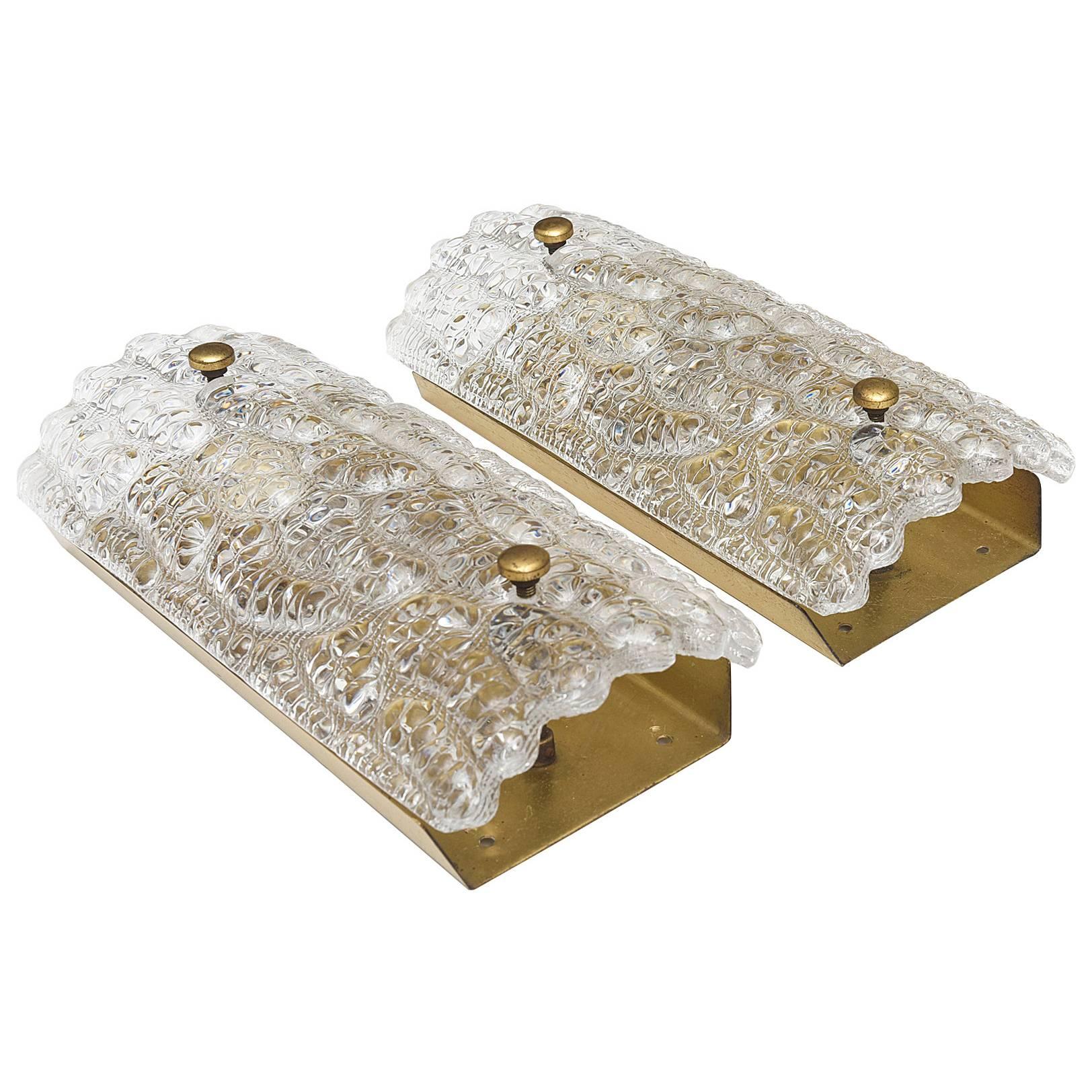 Pair of Vintage 1960s Glass Wall Sconces Designed by Carl Fagerlund For ...
