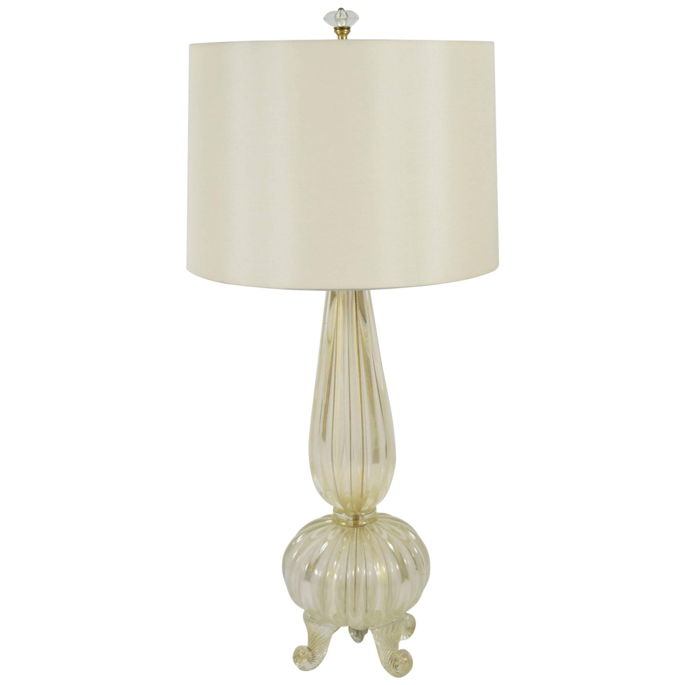 Footed Gold Murano Table Lamp