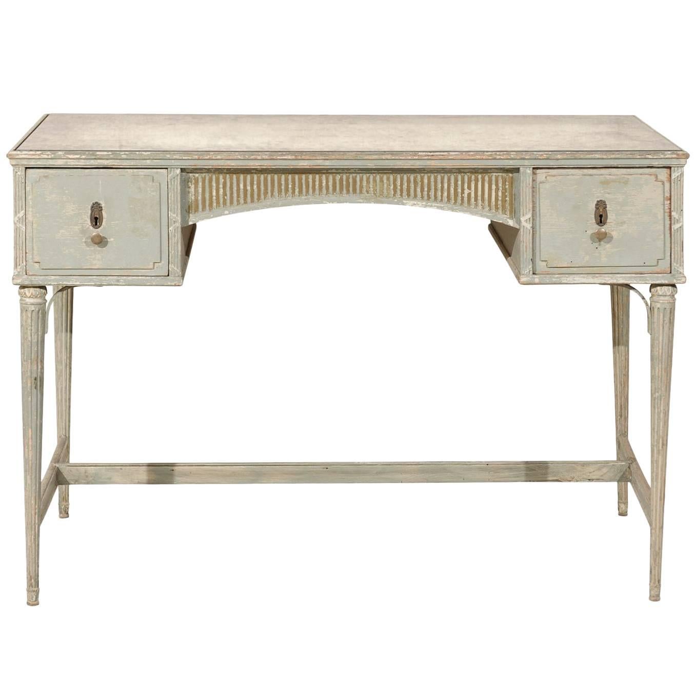 An Austrian Painted Wood Desk / Table With Antiqued Mirror Top