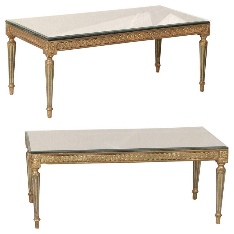 French Louis XVI Style Gilded and Painted Coffee Table ...
