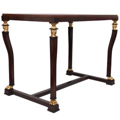 Antique Scandinavian Modern Mahogany Console Table with Parcel-Gilt Carved Caryatids