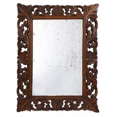 Revival Oak Framed Mirror, 20th Century