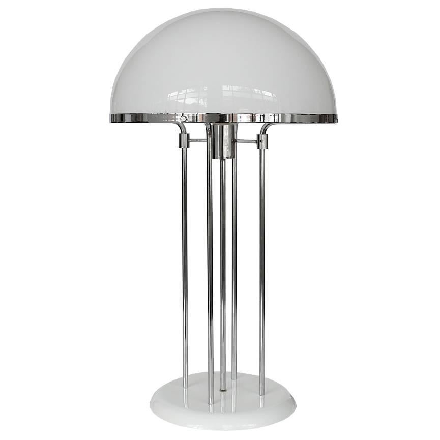 Modernist Chrome and Acrylic Dome Table Lamp