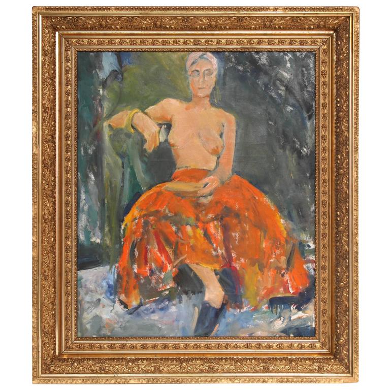 Nude oil painting , ca. 1968, by Eduardo Rouario, offered by Area ID