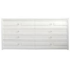 Charak Modern Dresser in White Lacquer with Lucite Pulls