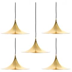  Five Brass "Semi" Hanging Lights by Bonderup and Thorup for Fog & Mørup