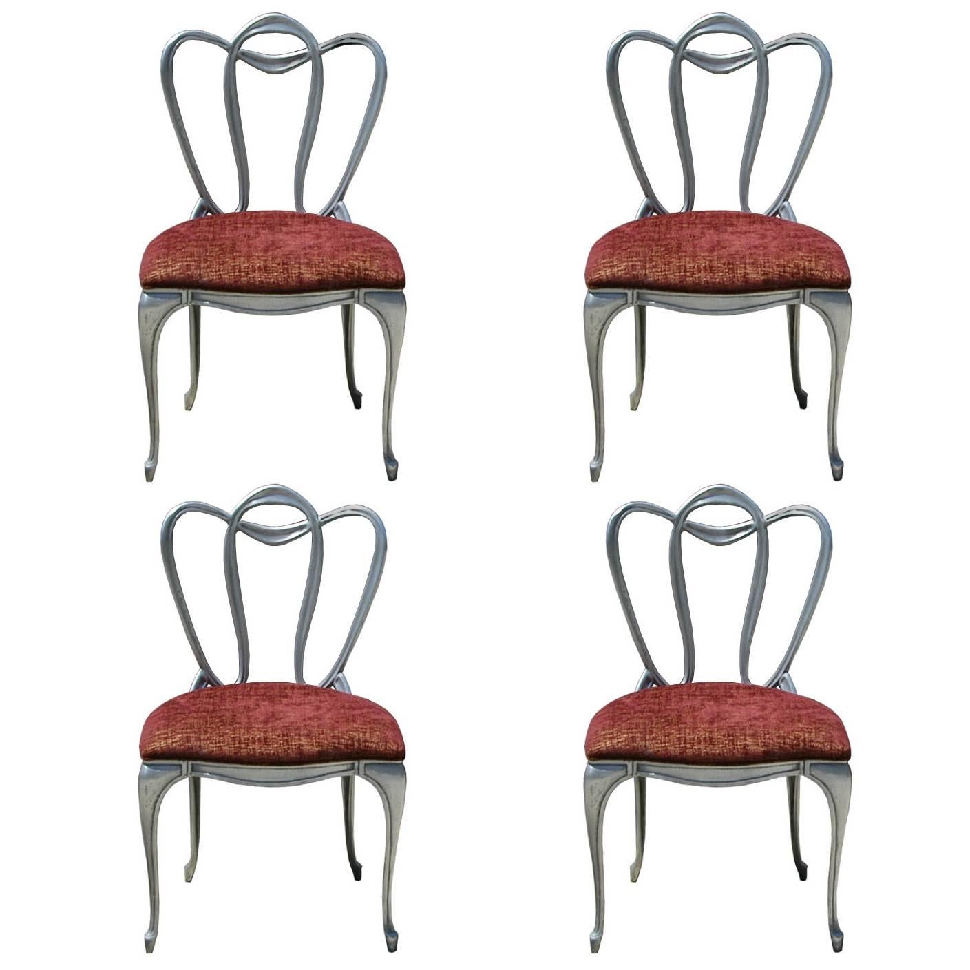 Ensemble de chaises en aluminium Hollywood Regency en vente