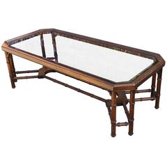 Wonderful Rectangular Vintage Faux Bamboo Hollywood Regency Table