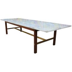 Table basse en marbre et laiton Paul McCobb