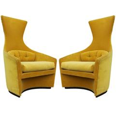 Vintage Stunning Pair of Large Adrian Pearsall Curved Tall Lounge Chairs
