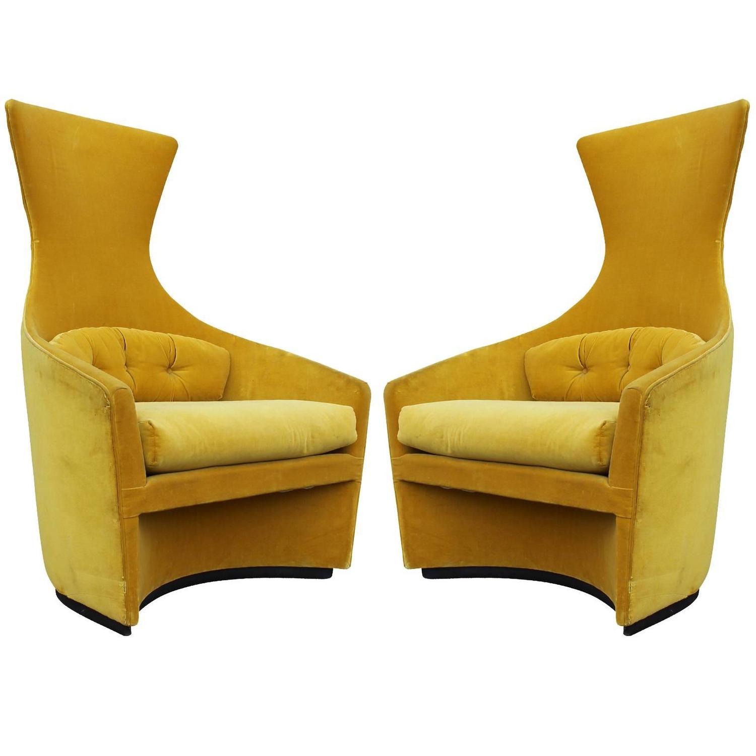 Stunning Pair of Large Adrian Pearsall Curved Tall Lounge Chairs at 1stdibs